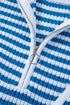 Stripe Zip Up Collar Drop Shoulder Sweater
